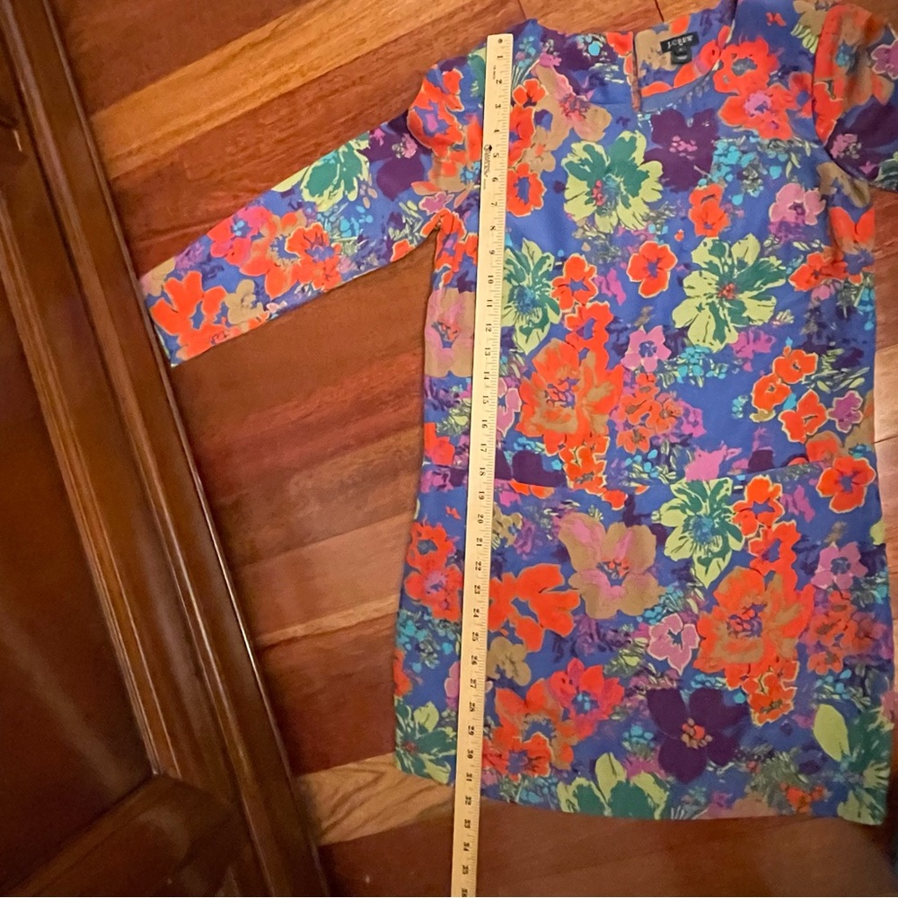 J. Crew Colorful Mod Floral Long Sleeve Dress - Picture 5 of 10